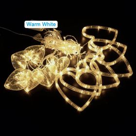 LED Curtain String Lights; 138 LED String Light Battery & USB Powered Waterproof Heart Shape Lights; 8 Flashing Modes For Girl Valentine's Day We
