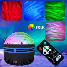 1 Set LED Water Pattern Starry Sky Light; Remote Control Aurora Projection Light; USB Plug-in Bedside Atmosphere Light; Small Magic Ball Stage KT