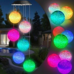 Solar Wind Chime, Color Changing Ball Wind Chimes, LED Decorative Mobile, Gifts for Mom Grandma, Waterproof Outdoor Solar Lights for Garden, Pati