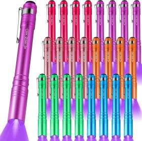 24 Pack Christmas Men Gifts UV Blacklight Flashlights Bulk, 395nm UV Pen Light with Clip