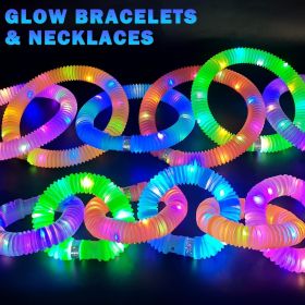 Easter Basket Stuffers for Toddlers-6 PCS Light Up Pop Tube Toys Gifts for Kids,LED Glow Stick Bracelet Necklace Party Accessories