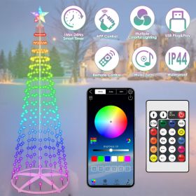 2.1M LED Smart Christmas Cone Tree Outdoor Lighted Christmas Tree Light with App Control Remote Control IP44 Waterproof Timer 210 Modes for Indoo