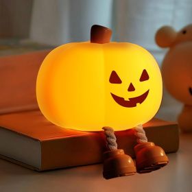 Night Light for Kids Cute Jack O Lantern Halloween Decor Nightlight for Baby Nursery Toddler Squishy Pumpkin Lights Cordless Rechargeable Dimmabl