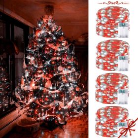 4 Pack Red and White Christmas String Lights, Each 20FT 60 LED Fairy Lights Battery Operated with Timer