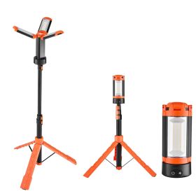 LED Work Light with Stand, 8Ah, Rechargeable Cordless Camping Light, with 3 Lamp Heads, Detachable Tripod Stand, 2200 Lumens 3000K-6500K Dimmable