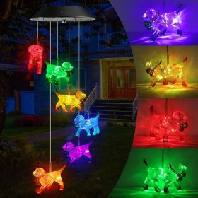 Solar Wind Chime, Color Changing Wind Chimes Dog, LED Decorative Mobile, Gifts for Mom Grandma, Waterproof Outdoor Decorative Lights for Garden,