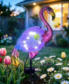 Solar Flamingo Garden Stake Light, 38.6" Tall Metal & Glass Outdoor Decor, Waterproof LED Pathway Light for Lawn, Patio, Pool, Decorative Garden