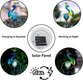Garden Solar Lights Decorative, 2 Pack Metal Peacock Solar Lights Stake for Outdoor Garden Patio Yard Lawn Decorations