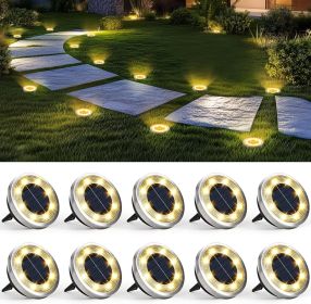 10 Pack Solar Ground Lights Outdoor Waterproof, Solar Powered Pathway Lights