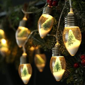 2Pcs Christmas Snow Globe String Lights Indoor Decorations 6.6 FT Battery Operated Powered String Lights for Christmas Tree Snow Scene in 20 Clea