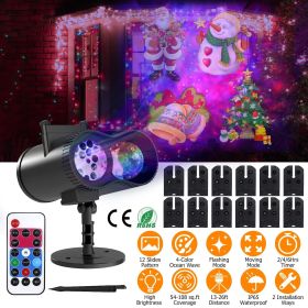 12 Patterns LED Projector Lights IP65 Waterproof Ocean Wave Projector Light with Remote Control Timer for Christmas Halloween Festival Wedding Pa