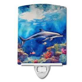NEW Dolphin Ceramic Night Light Compact, UL-Certified, Ideal for Bedroom, Bathroom, Nursery, Hallway, Kitchen, 6x4x3, Multicolor