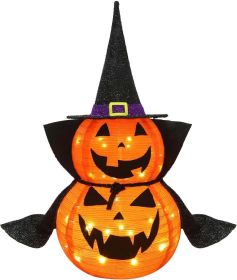 3FT Halloween Collapsible Pumpkin Decoration, 50 LED Pop-Up Pumpkin Lamp with Star Cap
