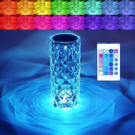 Crystal Table Lamp RGB Color Changing Night Light,Romantic LED Rose Diamond Touch Lamps for Living Room (Remote & Touch)