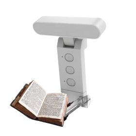 USB Rechargeable Clip Reading Lamp With Folding Bookmark (Color: White, Type: USB Light)