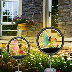 2pcs Fairy Solar Light Garden Decor; Fairy Decorative Garden LED Stake Lights For Walkway Yard Lawn Patio Garden Courtyard Waterproof Outdoor Sta (quantity: 2 Pack)