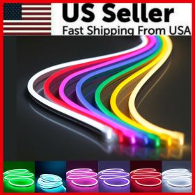 1M 2M 3M 5M 12V Flexible Sign Neon Lights Silicone Tube LED Strip Waterproof USA (Length: 2M - 6.6 FEET, Light Color: Purple)