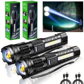 Super Bright White LED Flashlight Rechargeable Zoomable Torch Camping lamp(Free shipping via DHL Ground/FedEx Ground; can't ship via USPS self-pi (quantity: 2 sets)