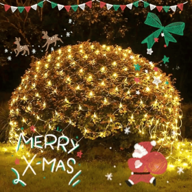 LED Christmas Net Lights Battery Operated 2x3M 192LED Waterproof Mesh Light 8 Modes Christmas Lights for Indoor Outdoor Xmas Party Yard Garden De (quantity: 1pcs)