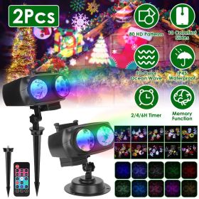 2 In 1 Holiday Projector Light Projection Lamp Indoor Outdoor with 10-Color Ocean Wave 10 HD Slides 3 Bases Remote Control for New Year Valentine (Color: black, quantity: 2pcs)